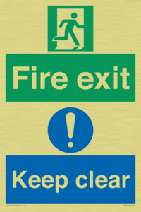 Fire exit Keep clear dual sign